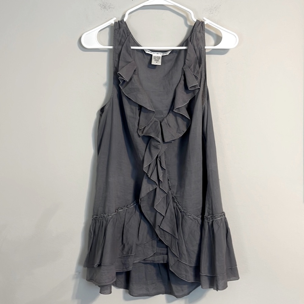 Diane von Fürstenberg gray sleeveless 100% cotton ruffle light weight size 10